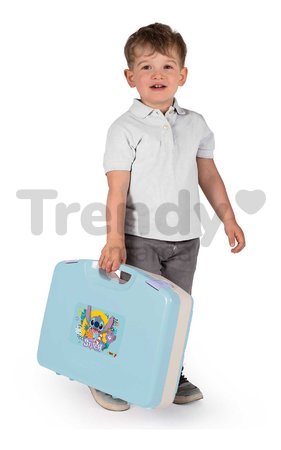 Kuchynka v kufríku Stitch Kitchen Smoby prenosná s 20 doplnkami a kuchynským náradím