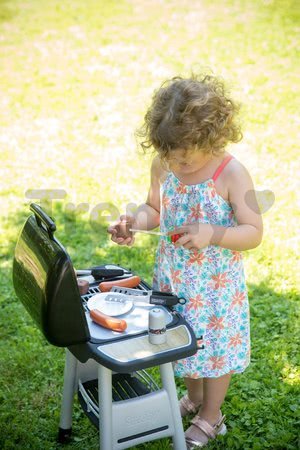 Grill Barbecue Smoby s mechanickými funkciami a zvukom a 18 doplnkami 73 cm výška