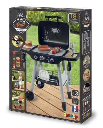 Grill Barbecue Smoby s mechanickými funkciami a zvukom a 18 doplnkami 73 cm výška