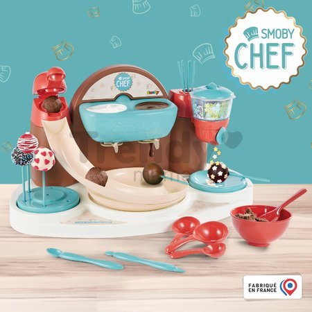 Hravá kuchárka s receptami a formami Chef Cake Pops Factory Smoby na výrobu lízaniek a čokoládových bonbónov s doplnkami od 5 rokov