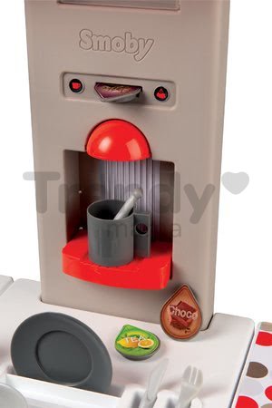 Kuchynka skladacia elektronická Tefal Opencook Bubble Smoby červená so zvukom magickým bublaním a kávovarom a 24 doplnkov