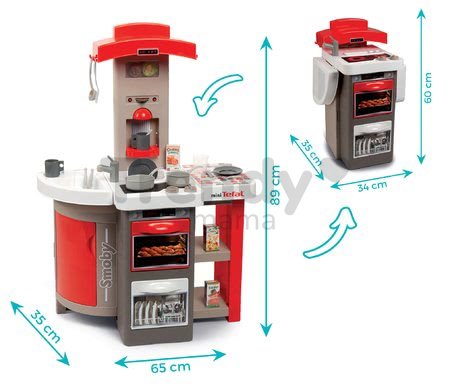 Kuchynka skladacia Tefal Opencook Smoby červená s kávovarom a chladničkou a 22 doplnkov