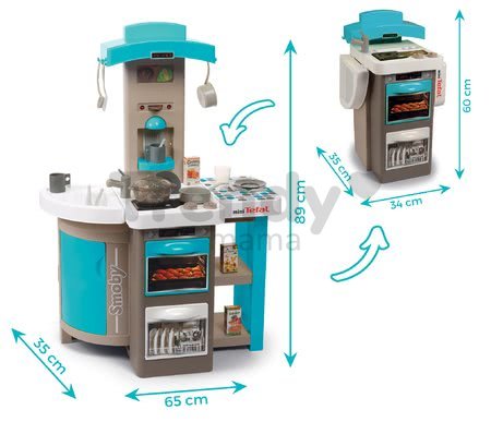Kuchynka skladacia Tefal Opencook Bubble Smoby modrá s magickým bublaním kávovarom chladničkou a 24 doplnkov