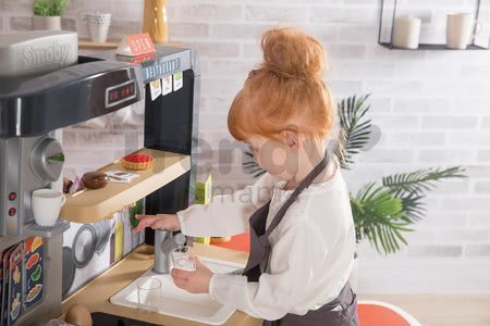 Reštaurácia s elektronickou kuchynkou Chef Corner Restaurant Smoby obojstranná s tečúcou vodou a špecialitami výškovo nastaviteľná 70 doplnkov