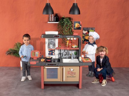 Reštaurácia s elektronickou kuchynkou Kids Restaurant Smoby s funkčnou pokladňou s kávovarom a jedálenským pultom 101 cm výška