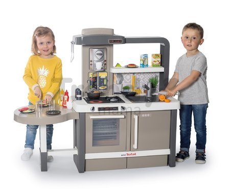 Kuchynka elektronická s nastaviteľnou výškou Tefal Evolutive Kitchen Smoby s bublajúcou vodou a funkčnými spotrebičmi 40 doplnkov 101 cm výška/51 cm p