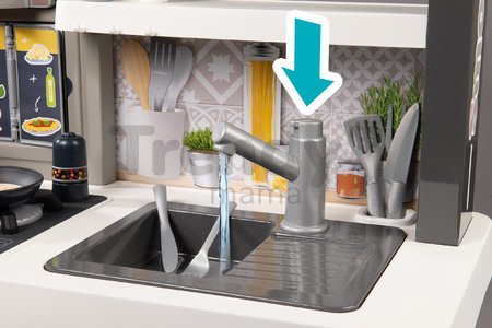 Kuchynka elektronická s nastaviteľnou výškou Tefal Evolutive Kitchen Smoby s bublajúcou vodou a funkčnými spotrebičmi 40 doplnkov 101 cm výška/51 cm p