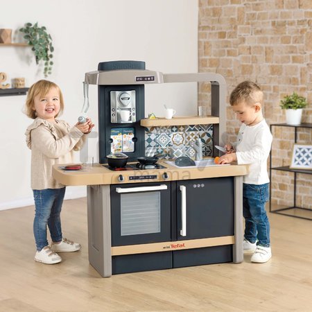 Kuchynka elektronická s nastaviteľnou výškou Tefal Evolutive New Kitchen Smoby so zvukovým sporákom a funkčnými spotrebičmi a 31 doplnkov