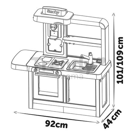 Kuchynka elektronická s nastaviteľnou výškou Tefal Evolutive New Kitchen Smoby so zvukovým sporákom a funkčnými spotrebičmi a 31 doplnkov