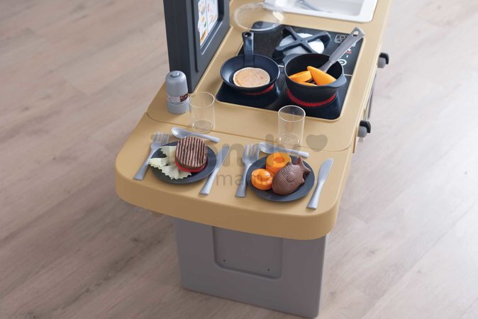 Kuchynka elektronická s nastaviteľnou výškou Tefal Evolutive New Kitchen Smoby so zvukovým sporákom a funkčnými spotrebičmi a 31 doplnkov