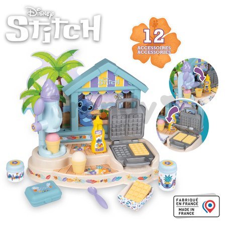 Plážový bar so zmrzlinou Stitch Beach Bar Smoby s vaflovačom a vaflami 12 doplnkov