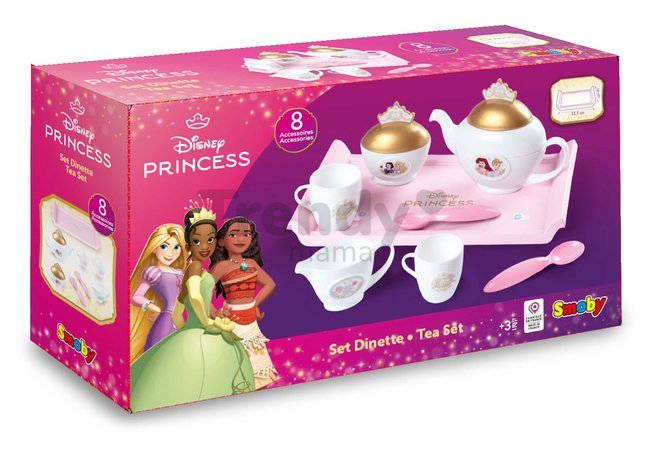 Čajová súprava na tácke Disney Princess Tea set Smoby ružová s 8 doplnkami