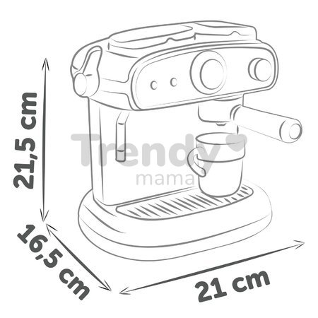 Kávovar elektronický Espresso Coffee Machine Smoby s realistickým zvukom a svetlom s magickými šálkami 7 doplnkov