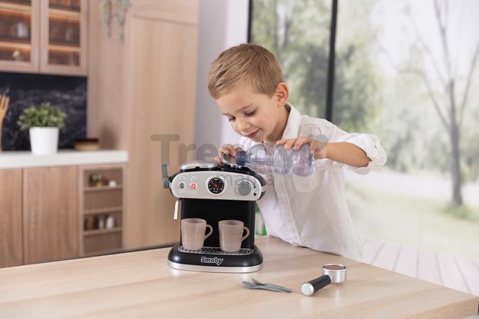 Kávovar elektronický Espresso Coffee Machine Smoby s realistickým zvukom a svetlom s magickými šálkami 7 doplnkov