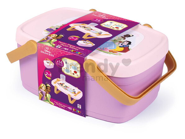 Piknikový košík a stolík 2v1 Princezné Disney Picnic Basket Smoby 14 doplnkov s obedovou súpravou