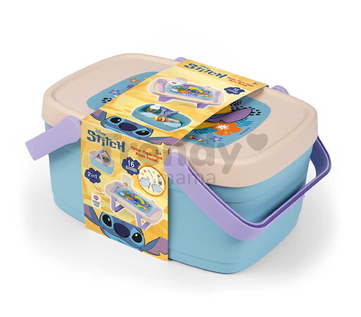 Piknikový košík a stolík 2v1 Stitch Picnic Basket Smoby 16 doplnkov s obedovou súpravou