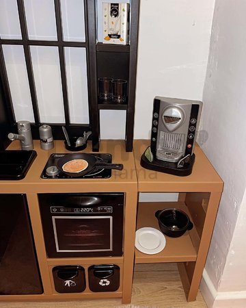 Kuchynka moderná Loft Industrial Kitchen Smoby s kávovarom a funkčnými spotrebičmi a 32 doplnkami 50 cm pracovná doska