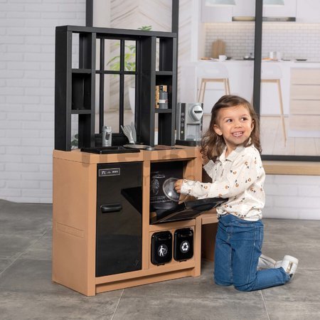 Kuchynka moderná Loft Industrial Kitchen Smoby s kávovarom a funkčnými spotrebičmi a 32 doplnkami 50 cm pracovná doska