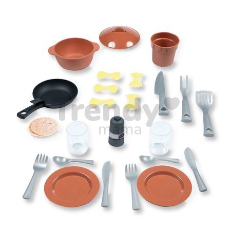Kuchynka ostrovček s magickými cestovinami Kitchen Island 360° Smoby obojstranná s otvárateľnou rúrou a úložným priestorom 23 doplnkov