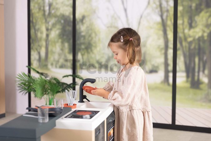 Kuchynka ostrovček s magickými cestovinami Kitchen Island 360° Smoby obojstranná s otvárateľnou rúrou a úložným priestorom 23 doplnkov