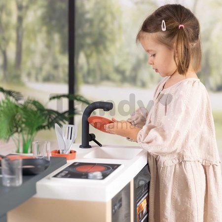 Kuchynka ostrovček s magickými cestovinami Kitchen Island 360° Smoby obojstranná s otvárateľnou rúrou a úložným priestorom 23 doplnkov