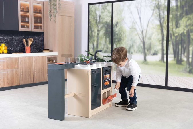 Kuchynka ostrovček s magickými cestovinami Kitchen Island 360° Smoby obojstranná s otvárateľnou rúrou a úložným priestorom 23 doplnkov