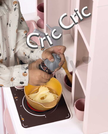 Kuchynka elektronická s magickými cestovinami Loft Fleur Pink 360° Smoby ružová so zvukom obojstranná s 27 doplnkami 50 cm pracovná doska