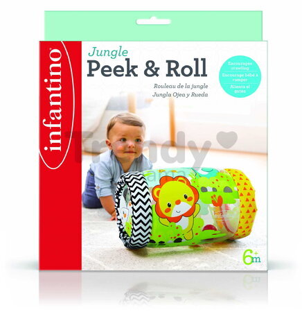 Nafukovací valec Džungľa Jungle Peek & Roll Infantino s rolničkami od 6 mes INF315003-01