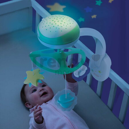 Hudobný kolotoč nad postieľku 3in1 Projector Musical Mobile Infantino s projektorom a nočným svetlom zelený od 0 mes