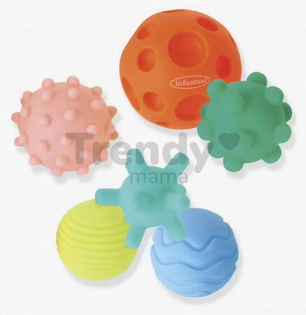 Senzorické loptičky s textúrami Super SoftTextured Multi Ball Set Infantino 6 farebných loptičiek od 6 mes INF315362