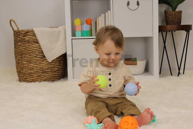 Senzorické loptičky s textúrami Super SoftTextured Multi Ball Set Infantino 6 farebných loptičiek od 6 mes INF315362