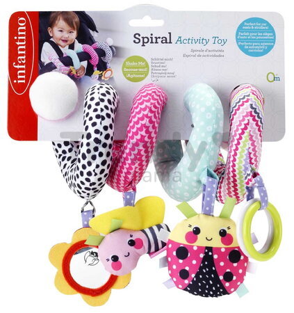 Špirála s aktivitami Pink Spiral Activity Toy Infantino ku kočíku hrkajúce a šuštiace hračky ružová od 0 mes INF316196-01