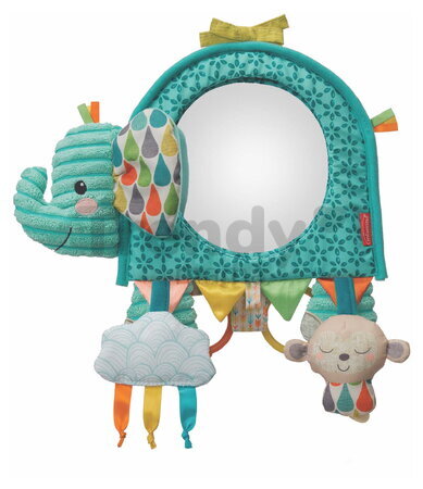Závesný pultík s aktivitami Slon Go Gaga Elephant Activity Mirror Infantino so zrkadlom od 0 mes