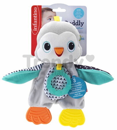Plyšový maznáčik tučniak Cuddly Teether Penguin Infantino s hryzátkom od 0 mes INF316329-01