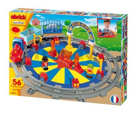 Stavebnica Abrick - cirkus s vláčikom a koľajnicami Écoiffier s 5 figúrkami 56 dielov od 18 mes