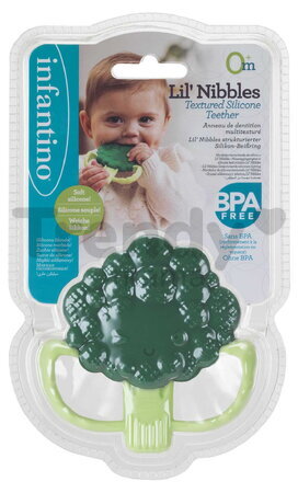 Silikónové hryzátko Brokolica Lil' Nibbles Textured Silicone Teether™ Broccoli Infantino zelené od 0 mes INF316730