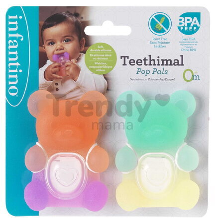 Hryzátko medvedík Teethimal Pop Pals Bear Infantino silikónové 2 kusy od 0 mes INF316777-01