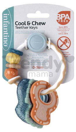 Hrkálka s hryzátkami Kľúče Cool & Chew Teether Keys Muted Color Infantino vhodná do chladničky od 0 mes INF316823