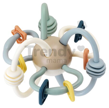 Hrkálka s hryzátkami Rattle & Teether Bendy Tubes Muted Color Infantino s korálkami a slučkami od 3 mes INF316824