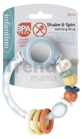 Hrkálka Shake & Spin Rattling Ring Muted Color Infantino so zrkadielkom od 0 mes INF316825
