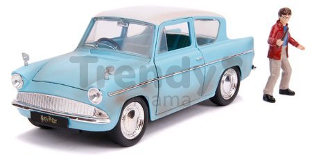 Autíčko Ford Anglia 1959 s figúrkou Harry Potter Jada kovové s otvárateľnými dverami dĺžka 19 cm 1:24