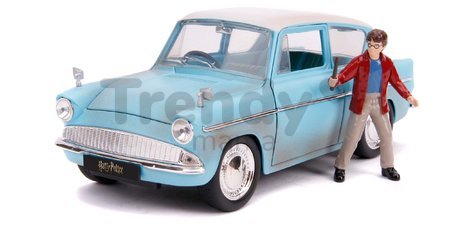 Autíčko Ford Anglia 1959 s figúrkou Harry Potter Jada kovové s otvárateľnými dverami dĺžka 19 cm 1:24