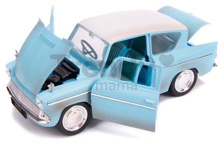 Autíčko Ford Anglia 1959 s figúrkou Harry Potter Jada kovové s otvárateľnými dverami dĺžka 19 cm 1:24