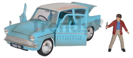 Autíčko Ford Anglia 1959 s figúrkou Harry Potter Jada kovové s otvárateľnými dverami dĺžka 19 cm 1:24