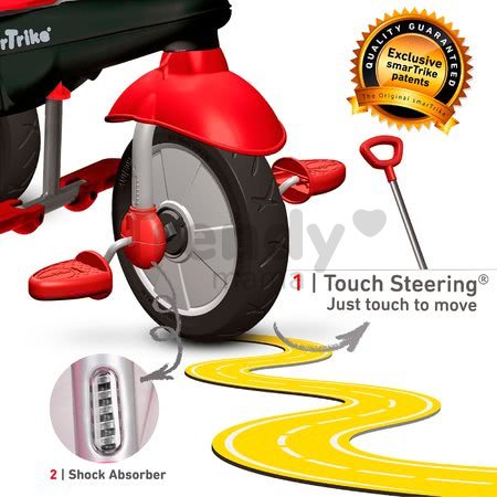Trojkolka Zoom Red 4in1 smarTrike Touch Steering červená s gumenými kolesami a tlmičom na kolese od 10 mes