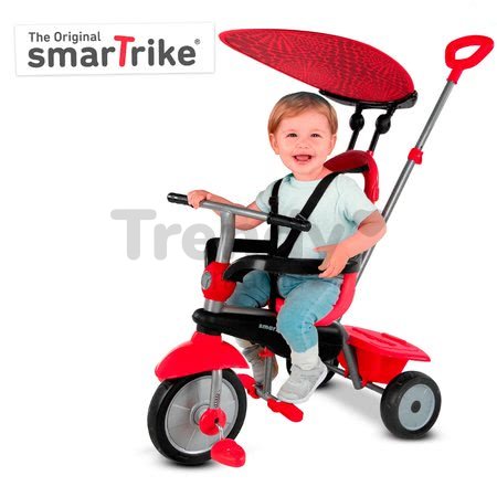 Trojkolka Zoom Red 4in1 smarTrike Touch Steering červená s gumenými kolesami a tlmičom na kolese od 10 mes