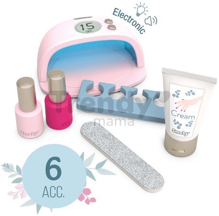 Manikúra s elektronickou UV lampou My Beauty Nail Set Smoby s pilníkom krémom a dva gél laky na nechty