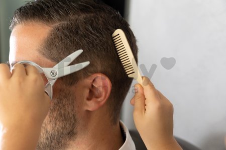 Holičstvo trojkrídlové Barber Cut&Barber Shop Smoby starostlivosť o vlasy a fúzy, umyváreň so šampónom a predajný pult s 19 doplnkami