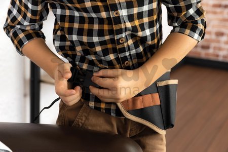 Holičský opasok elektronický Barber&Cut Ceinture Smoby s nožničkami žiletkou zastrihávačom fénom štetkou na holenie a 10 doplnkami