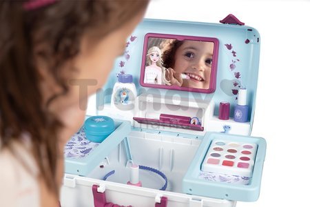 Kozmetický kufrík Frozen My Beauty Vanity Smoby pre kaderníčku nechtové štúdio a make up kozmetičku s 13 doplnkami